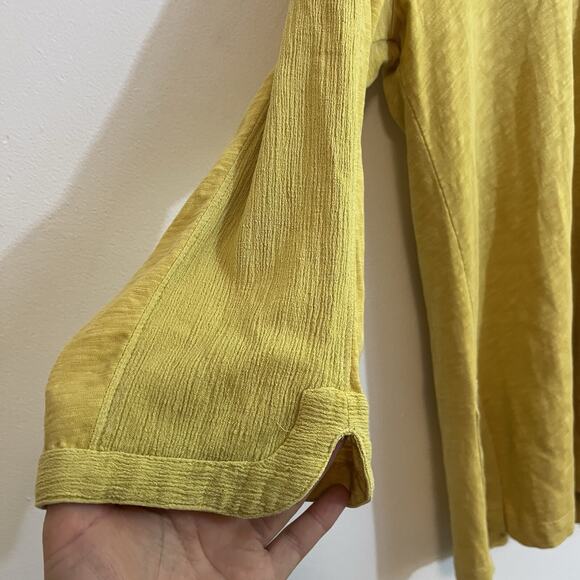 Soft‎ Surroundings XL Organic Cotton Yellow Top Lagenlook Hood Buttons - Picture 6 of 11
